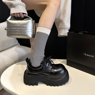 小皮鞋 WSWS｜洋气街头7cm日系甜酷小个子增高大头厚底德比鞋 女鞋