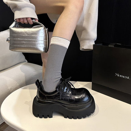 WSWS｜洋气街头7cm日系甜酷小个子增高大头厚底德比鞋女鞋小皮鞋