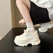 品质牛皮真皮百搭显腿长增高厚底鞋 女鞋 子小白鞋 小个子必入 板鞋