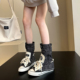 日系涩谷潮酷 管靴 女帆布短靴牛仔裤 2026秋季 小众ins潮高帮帆布鞋