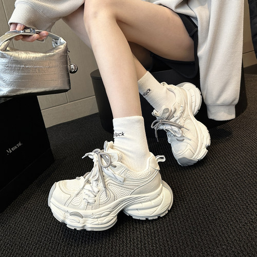 2026春厚底网面透气女老爹鞋