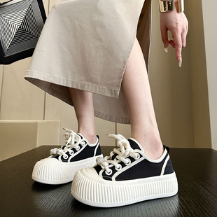 网纱透气厚底小白鞋 甜酷绝了 大头丑萌板鞋 女春夏薄款 休闲饼干鞋