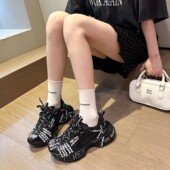 潮酷爆品 女绑带巴黎老爹鞋 2026新款 小众厚底擦色做旧脏脏运动鞋