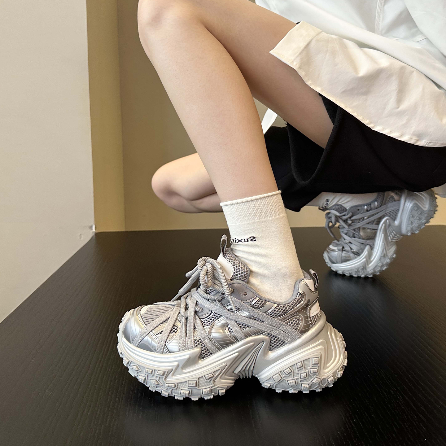 老爹鞋女2025新款厚底增高运动鞋