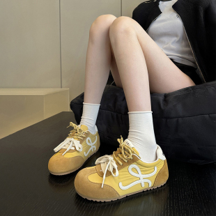 显脚小休闲鞋 甜酷可爱 女阿甘鞋 真皮大头丑萌复古德训鞋 炸街新品