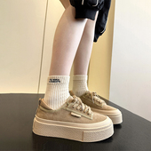 饼干鞋 超级舒服 女豹纹百搭学生时尚 休闲鞋 新品 磨砂真皮厚底板鞋