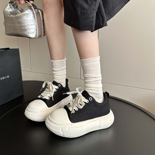 新款帆布鞋面包鞋休闲板鞋ins潮