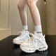 潮酷神店 女增高休闲运动鞋 欧美小众ins轮胎鞋 厚底白色气垫老爹鞋