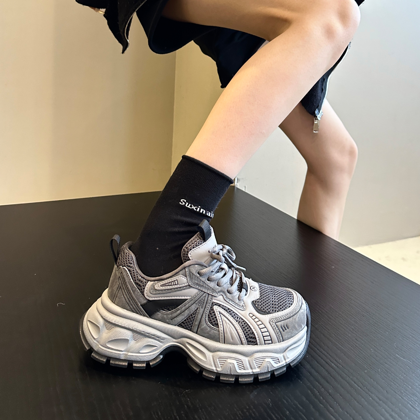 复古百搭网面老爹鞋女2025秋季