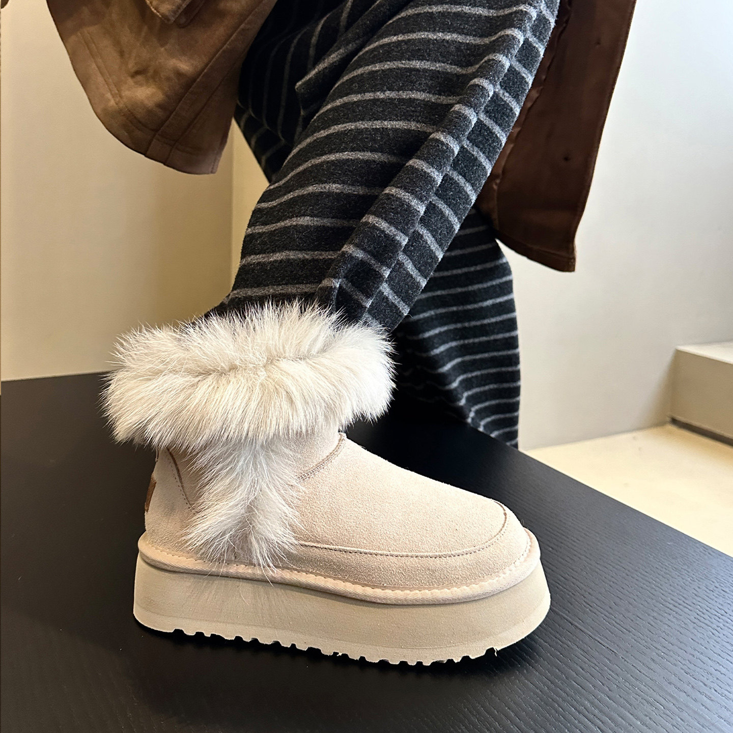 WSWS｜冬季必逛神店牛皮羊毛透气厚底短筒毛毛雪地靴女大棉鞋棉靴,女鞋,时尚雪地靴,淘宝优惠券,粉丝福利购,淘宝优惠卷