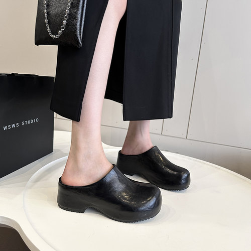 厚底内增高勃肯包头拖鞋女凉拖鞋