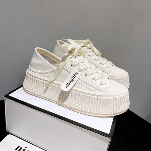 真皮两穿厚底休闲小白鞋女饼干鞋