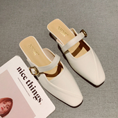简约百搭通勤勃肯拖 女外穿2026年新款 法式 温柔风一字带包头半拖鞋