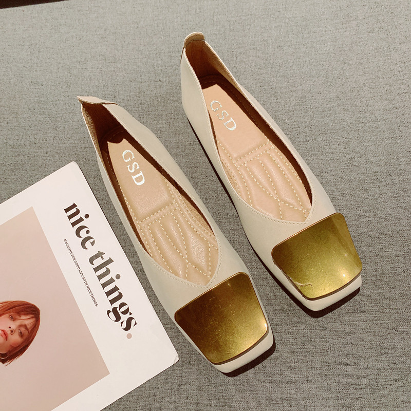 金属扣软底通勤豆豆鞋女2026年新款一脚套舒适软面平底单鞋工作鞋