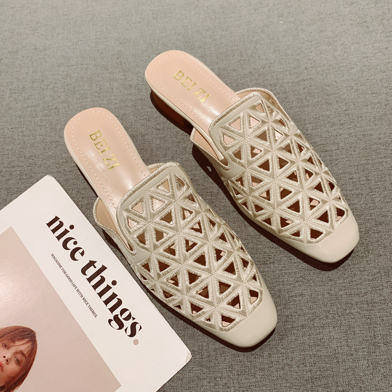 2025春夏新款复古镂空包头半拖鞋女外穿透气洞洞鞋低跟穆勒凉拖女,女鞋,包头拖,淘宝优惠券,粉丝福利购,淘宝优惠卷