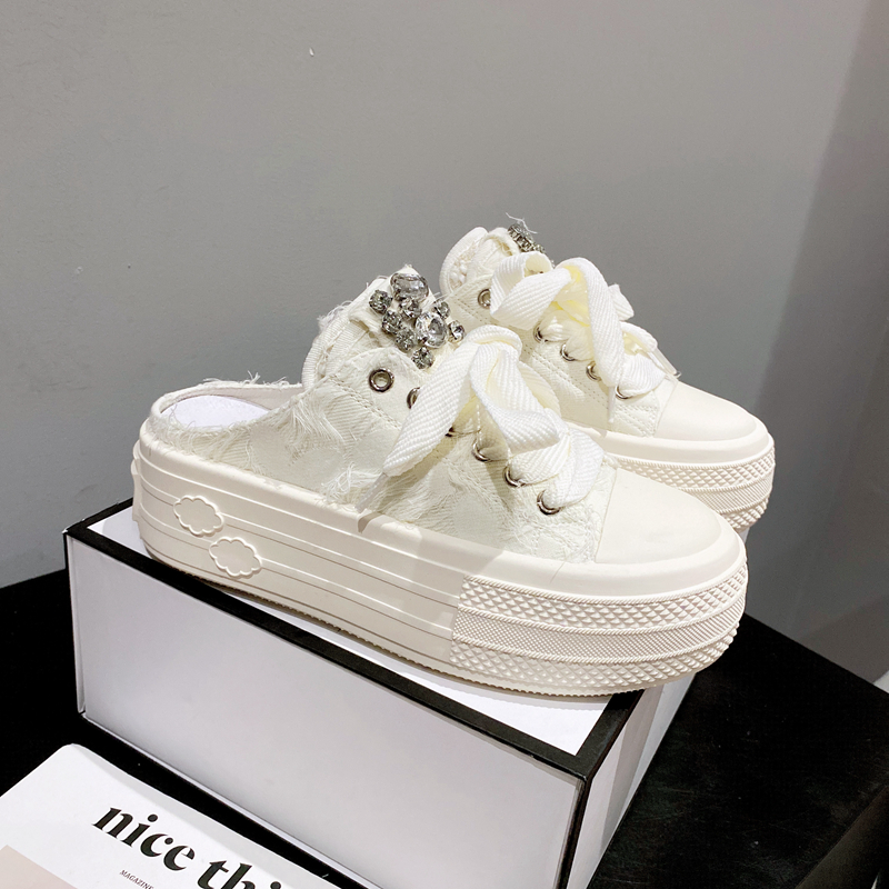 水钻装饰系带包头乞丐半拖鞋女