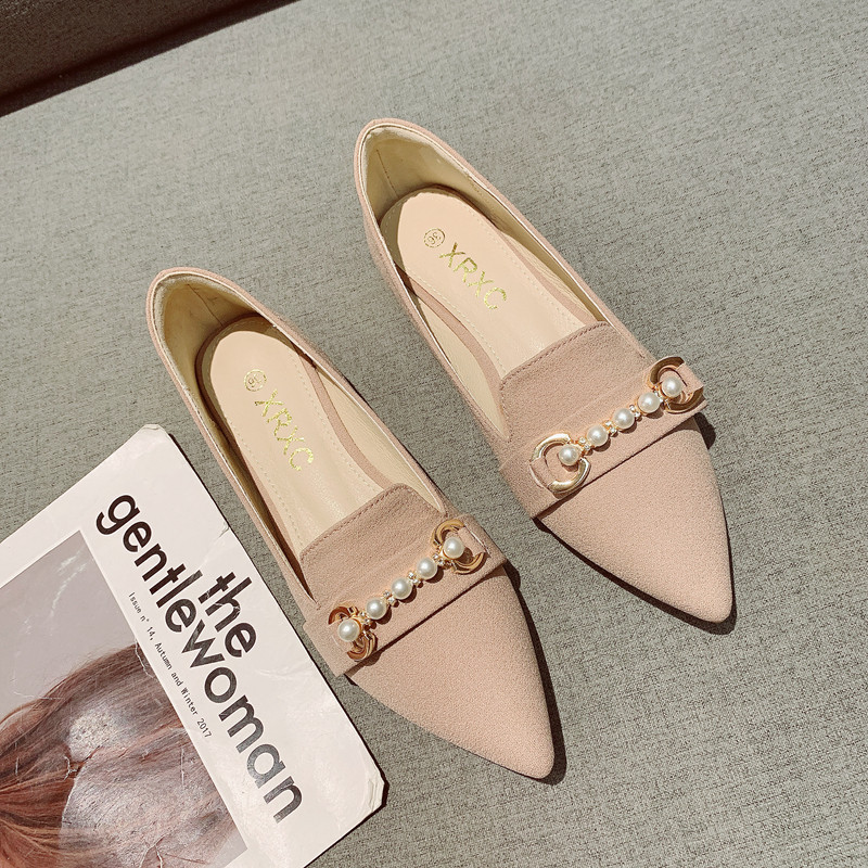 时尚珍珠装饰浅口瓢鞋女2025年新款韩版简约百搭舒适软底平底单鞋,女鞋,浅口单鞋,淘宝优惠券,粉丝福利购,淘宝优惠卷