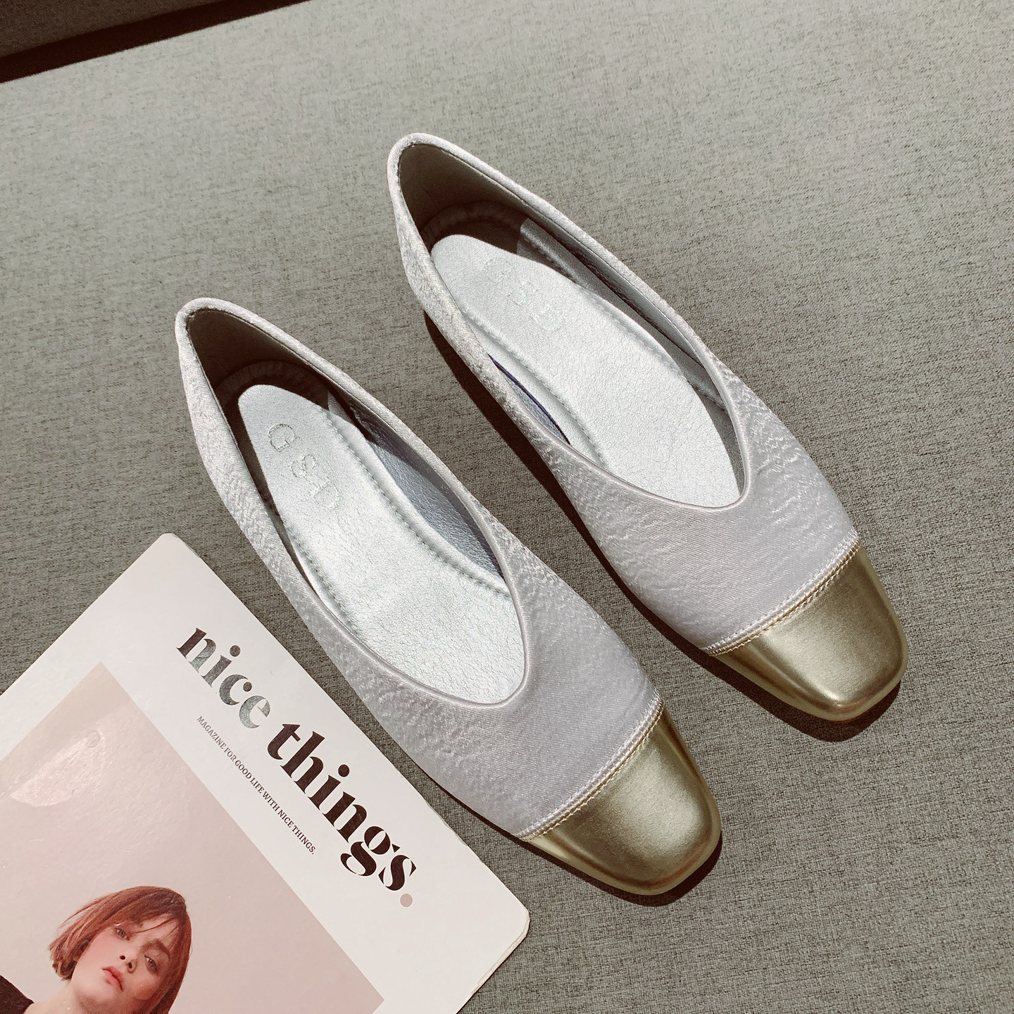 2025年新款复古拼色方头软底低跟单鞋女一脚套时尚百搭通勤工作鞋,女鞋,浅口单鞋,淘宝优惠券,粉丝福利购,淘宝优惠卷