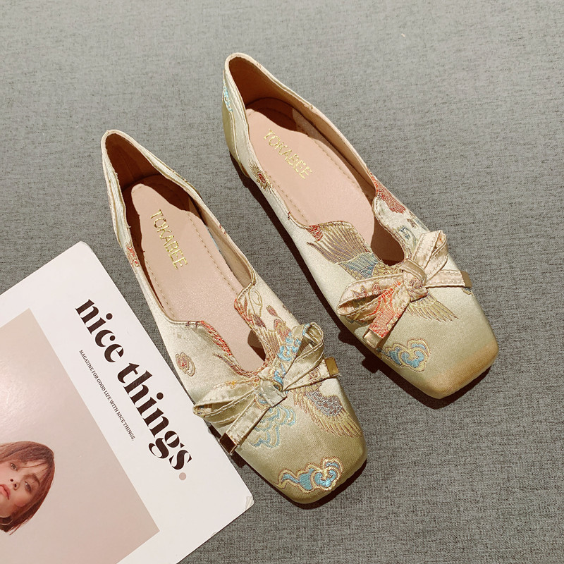 新中式国风唐装平底单鞋女复古