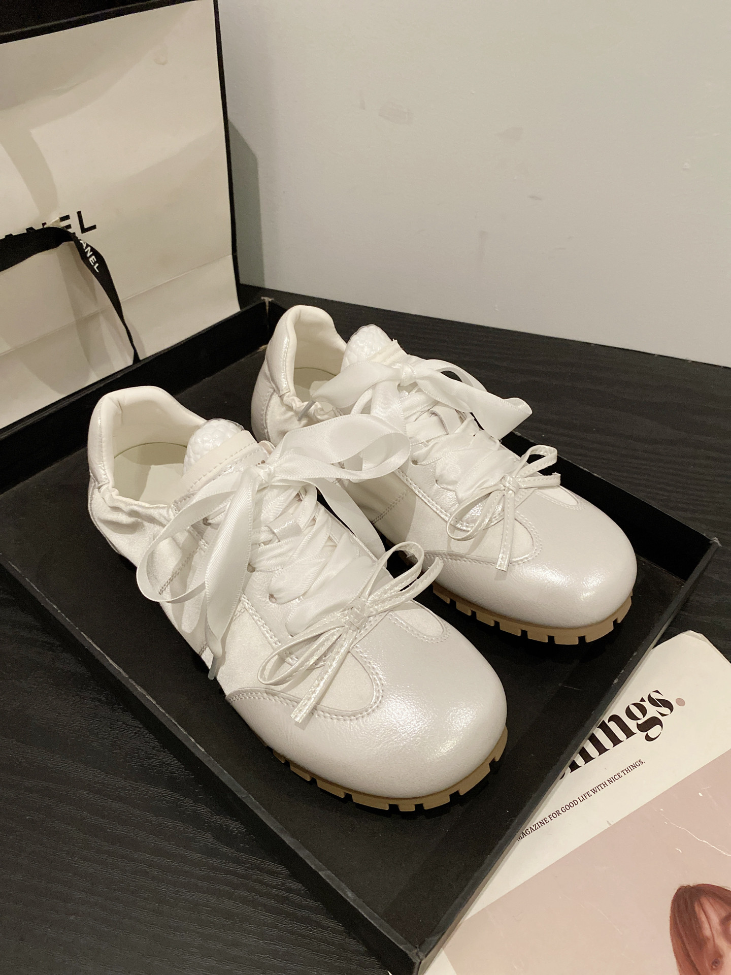 甜美芭蕾风德训鞋女2026年新款百搭系带休闲鞋平底单鞋舒适轻便鞋