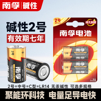 南孚2号碱性电池二号lr14中号1.5v面包超人花洒费雪玩具收音机用