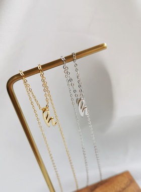 韩国纯银杨紫佟年小众字母锁骨链
