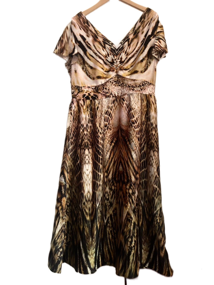 品牌高端1795元豹纹印花高个子加长版连衣裙沙滩裙欧版清仓女装