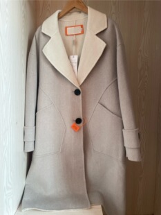 二色2980元高品质秋冬厚实80羊毛双面呢大衣毛呢外套气质简约女装