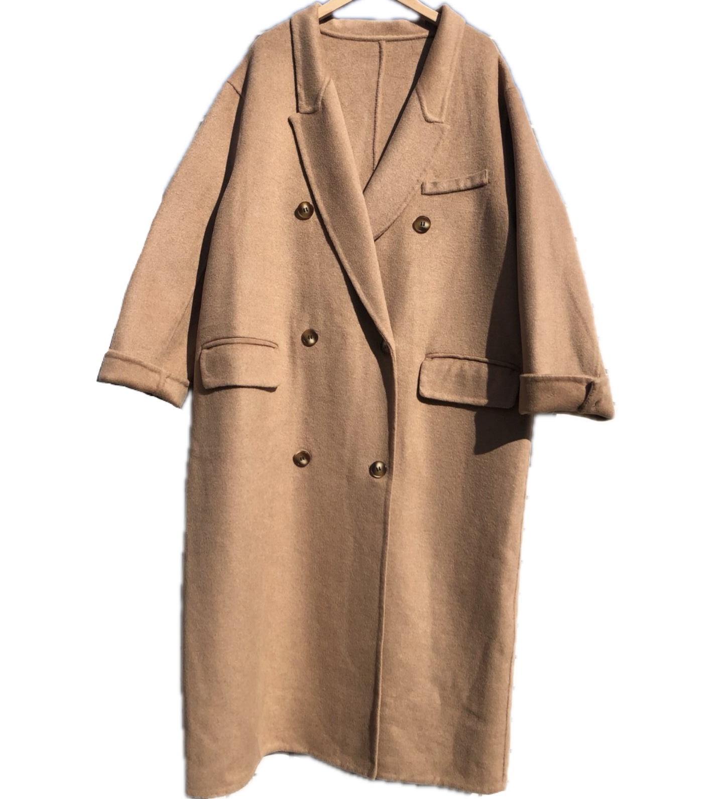 多款高端4680元100绵羊毛大衣阔版西装领长款双面呢毛呢外套女装