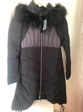 中长款羊毛呢拼接学生羽绒服