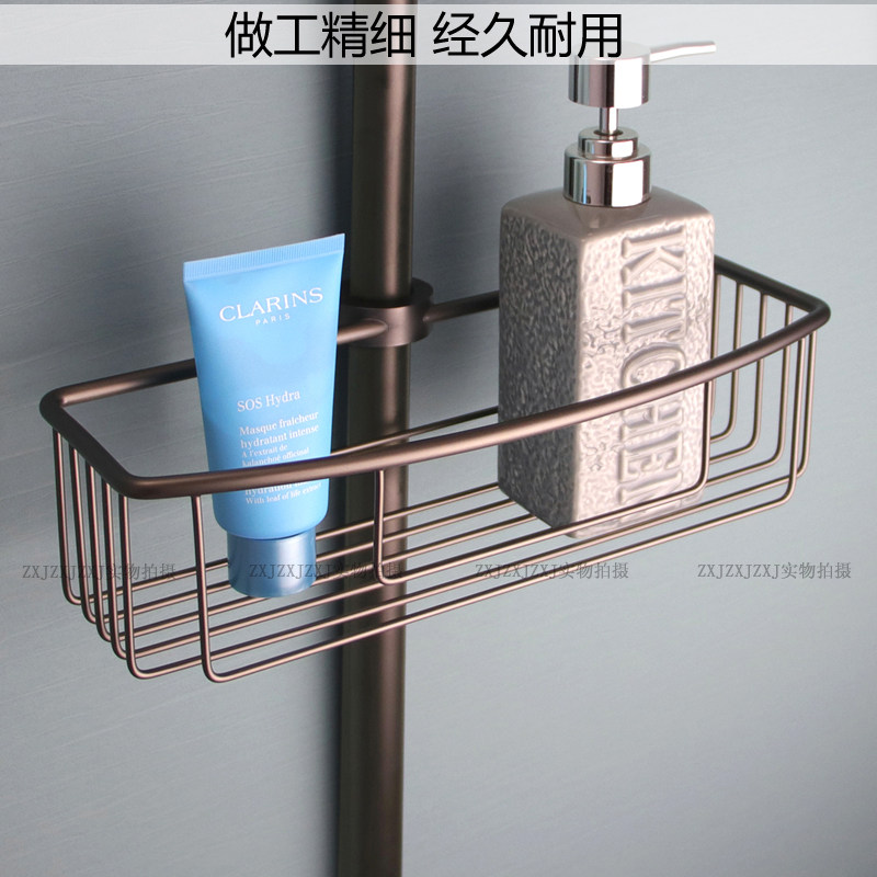 置物架枪灰淋浴花洒杆全铜免打孔