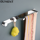 浴室毛巾挂杆短单杆 毛巾杆轻奢 全铜创意毛巾架 带双挂钩浴巾架