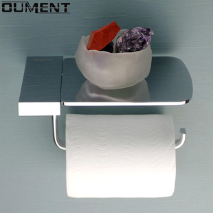 全铜卷纸架挂壁式 卫生间纸巾架 酒店手机置物架 304不锈钢厕纸架