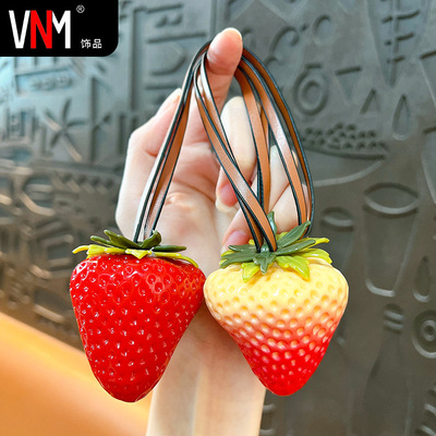仿真无籽草莓钥匙扣包包挂件树脂水果钥匙链书包挂饰创意礼品