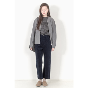 直筒休闲裤 KNgs 九分裤 裤 女 春秋日系复古风宽松高腰灯芯绒工装