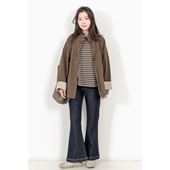 春季 复古风松立领喇叭袖 工装 KNgs 中长款 纯棉风衣外套女上衣