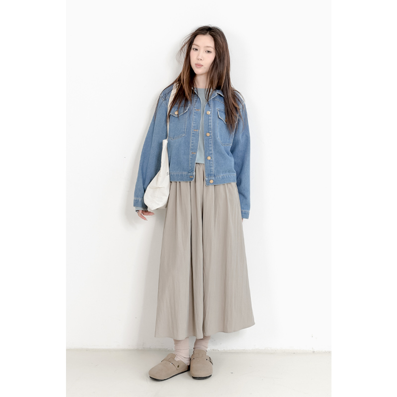 复古短款牛仔口袋外套