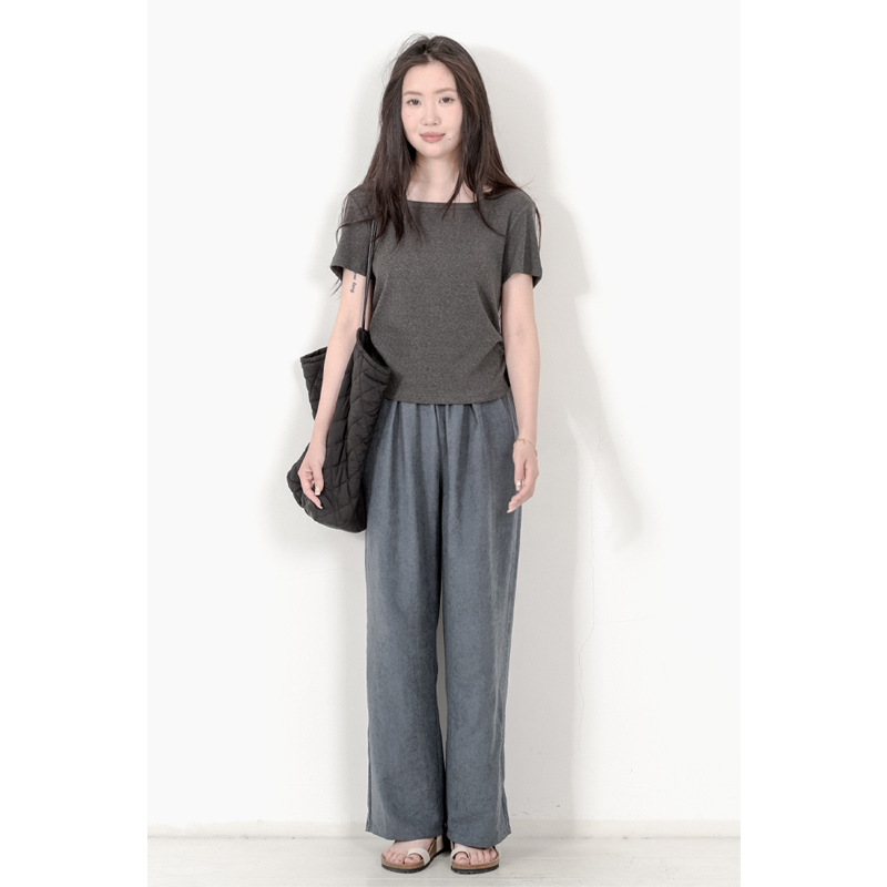 收腰显瘦纯色罗纹棉短袖T恤