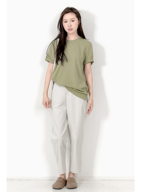 KNgs 春夏复古日系宽松纯色竹节棉圆领短袖T恤打底衫女