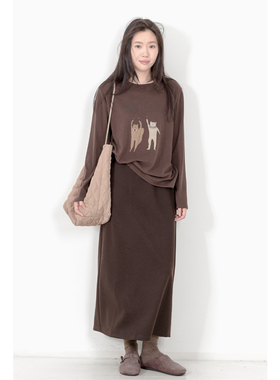 KNgs 秋冬日系学院风显瘦加厚磨毛设计感印花长袖打底衫T恤女