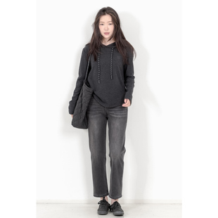 小直筒牛仔裤 KNgs 九分裤 复古风显瘦四面弹高腰烟管裤 女 秋季