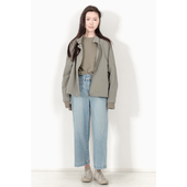 春秋学院风日系工装 纯色宽松落肩长袖 短款 KNgs 薄款 风衣外套女