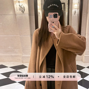 YIKOwow 中古大衣 1OO骆驼绒双面呢大衣女冬高定气质长毛呢外套