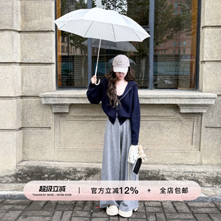 阔腿裤 YIKOwow 许妍系 1OO羊毛休闲气质保暖针织连帽卫衣开衫 套装
