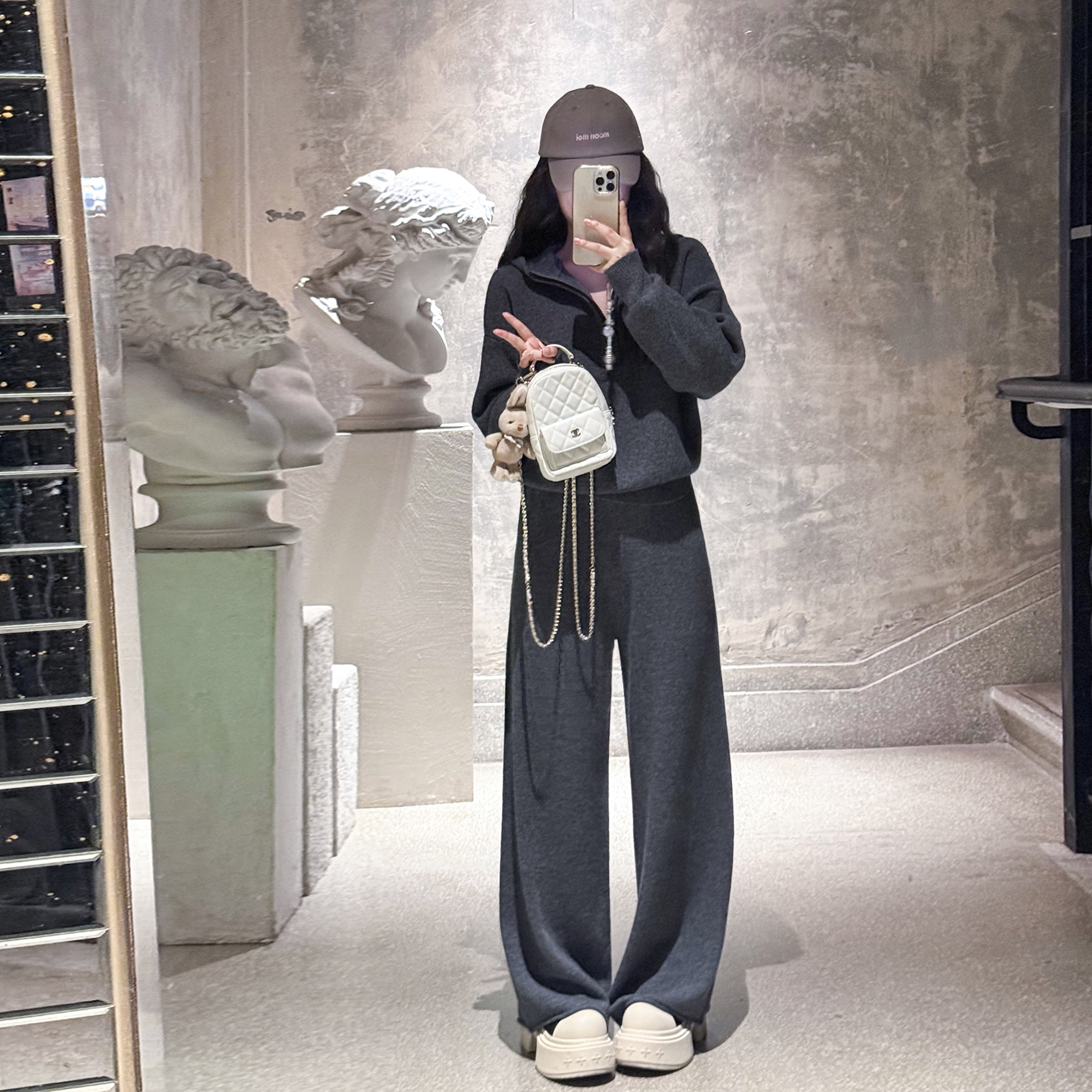 YIKOwow1OO澳毛针织连帽卫衣套装