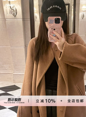 YIKOwow 中古大衣  1OO骆驼绒双面呢大衣女冬高定气质长毛呢外套