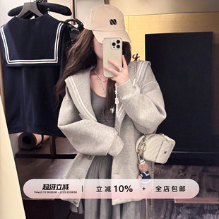 YIKOwow 昭和少女 学院风海军领撞色棒球服女秋系扣长袖卫衣外套