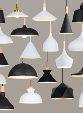 复古工业风餐厅吊灯个性单头吧台火锅店餐饮店铺商用黑白装饰灯具