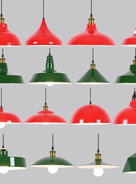 复古港式工业风红色餐厅火锅店饭店餐饮烧烤店奶茶店绿色怀旧吊灯