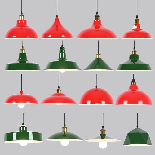 复古工业风吊灯红绿色餐厅专用灯